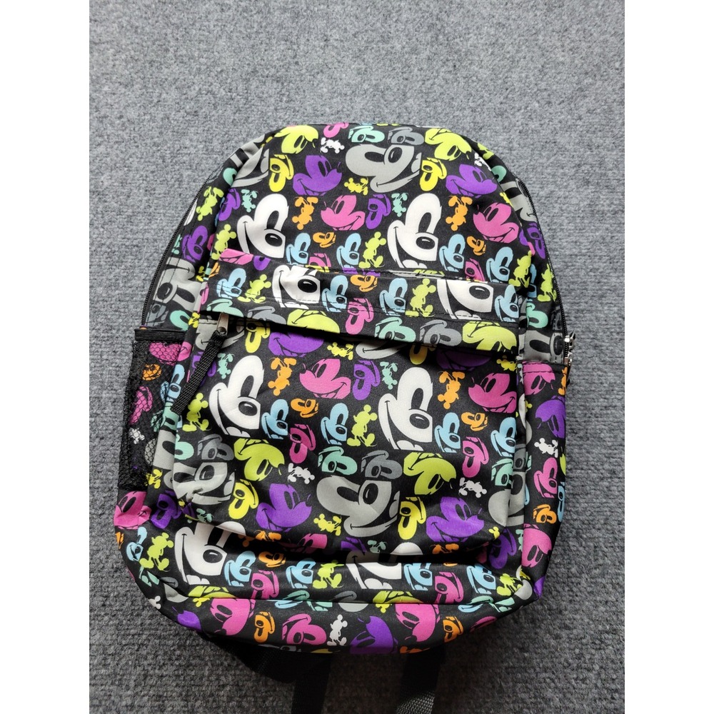 Disney Parks Mickey Mouse Neon Pop Art Backpack Black Multicolor RN 84167